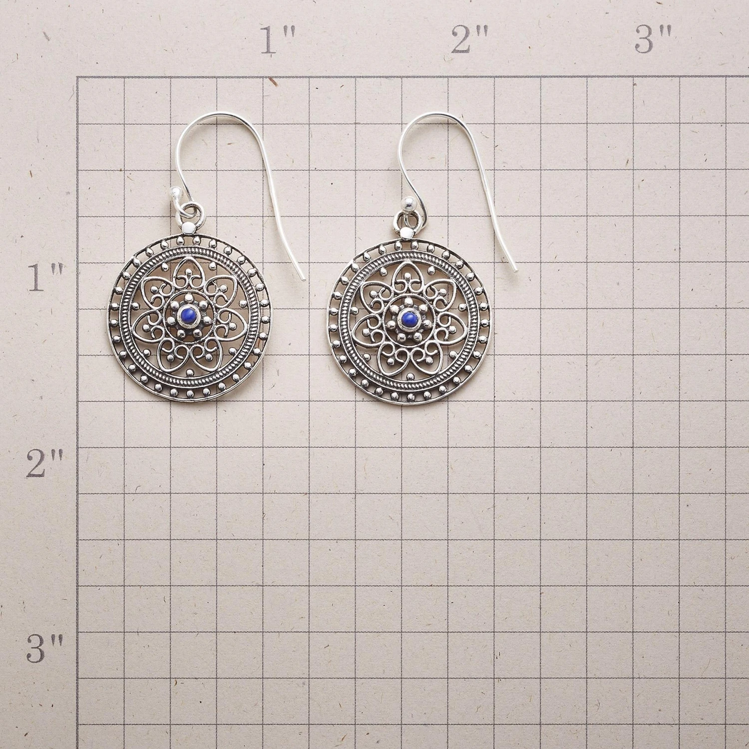 Silver & Blue Filigree Earrings