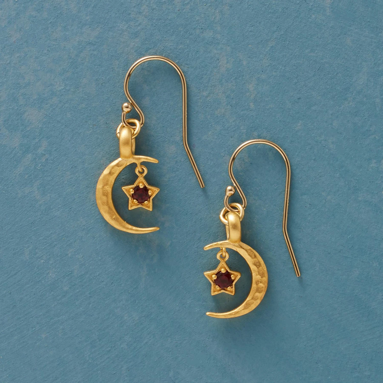 Gold Plate Moon’s Embrace Birthstone Earrings 2 Gold Plate Moon’s Embrace Birthstone Earrings